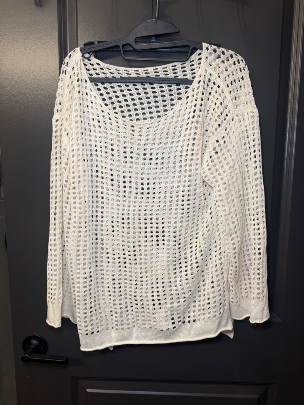Open Knit Lightweight Sweater in Cream Beach Cover Up